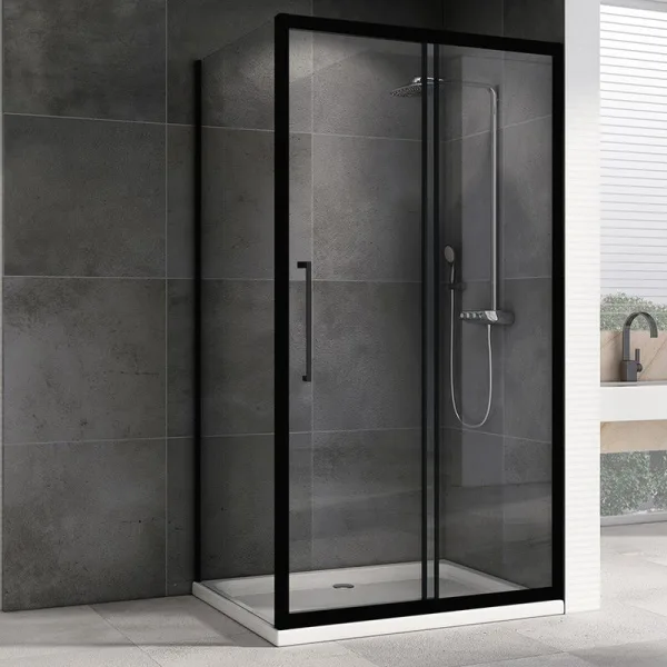 Душевой уголок Abber Schwarzer Diamant AG30140BH-S75B 140х75, профиль черный, стекло прозрачное Sancos — Оригинал