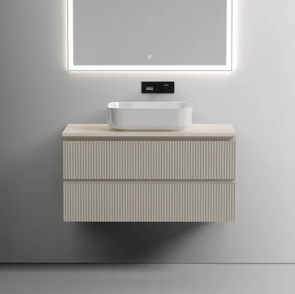 Тумба с раковиной Sancos Snob T 100 см, beige soft, столешница бежевая, раковина CN6011 Sancos — Оригинал