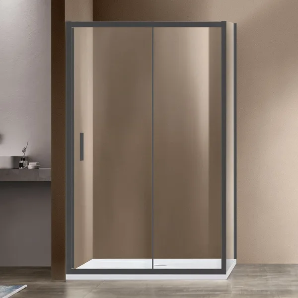 Душевой уголок Vincea Garda VSR-1G9014CLGM 140x90 см, профиль вороненая сталь, стекло прозрачное Sancos — Оригинал