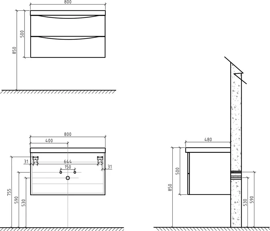 Тумба под раковину без столешницы BelBagno Ancona-N 80 bianco lucido подвесная Sancos — официальный сайт