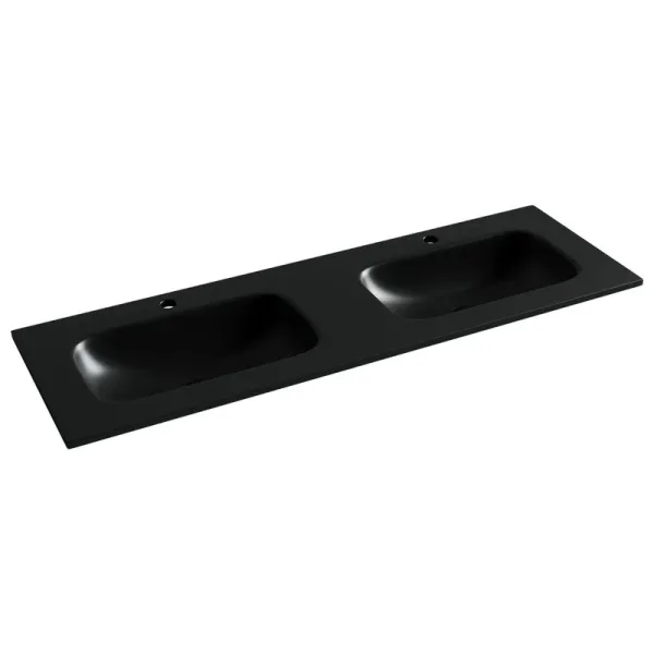 Мебельная раковина Ceramicanova Grace прямоугольная 141см с двумя чашами и отверстиями под смесите Sancos — Оригинал