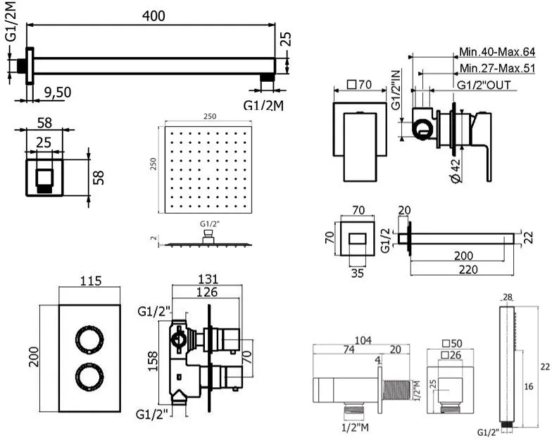 Комплект для ванной Plumberia Selection Tag KITTGT18QNO220 С ВНУТРЕННЕЙ ЧАСТЬЮ, черный матовый Sancos — официальный сайт