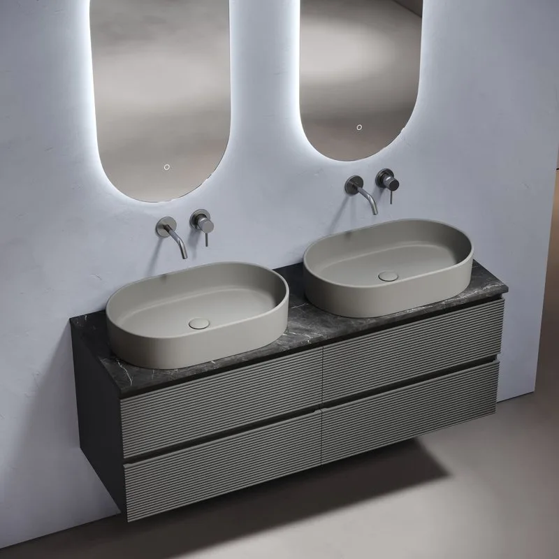 Столешница в ванную под раковину, из керамогранита Sancos Black Sky 140х46 c отверстием под смесител Sancos — официальный сайт