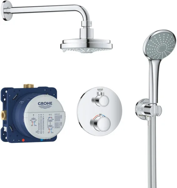 Душевой комплект Grohe Grohtherm 34735000, С ВНУТРЕННЕЙ ЧАСТЬЮ, с термостатом Sancos — Оригинал