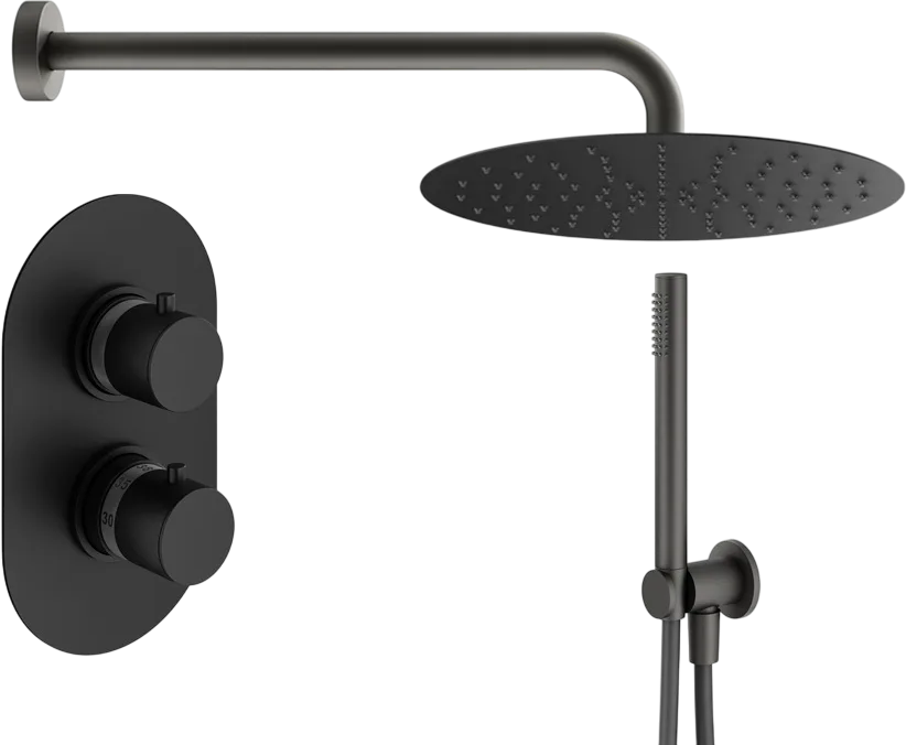 Душевой комплект Plumberia Selection Ixo KITXOT18NO, С ВНУТРЕННЕЙ ЧАСТЬЮ, черный матовый Sancos — официальный сайт