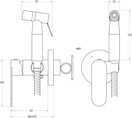 Гигиенический душ Cezares Stylus STYLUS-DIF-IN С ВНУТРЕННЕЙ ЧАСТЬЮ, сатин Sancos — официальный сайт