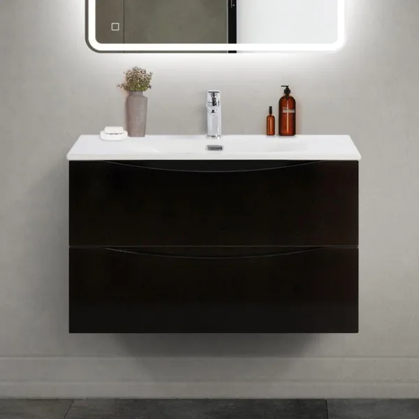 Тумба под раковину без столешницы BelBagno Marino-cer-mini 80 подвесная, nero lucido Sancos — Оригинал