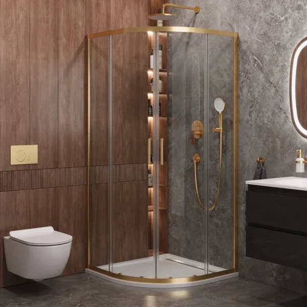 Душевой уголок Cezares Molveno R 2 90 C BORO IV 90х90 см, профиль брашированное золото, стекло прозр Sancos — Оригинал