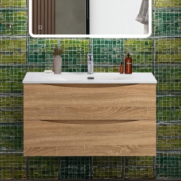 Тумба под раковину без столешницы BelBagno Marino-cer-n 90 подвесная, rovere bianco Sancos — Оригинал