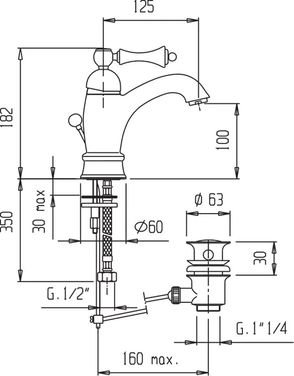 Смеситель для раковины Cezares Margot MARGOT-LSM1-A-02-Bi Sancos — официальный сайт