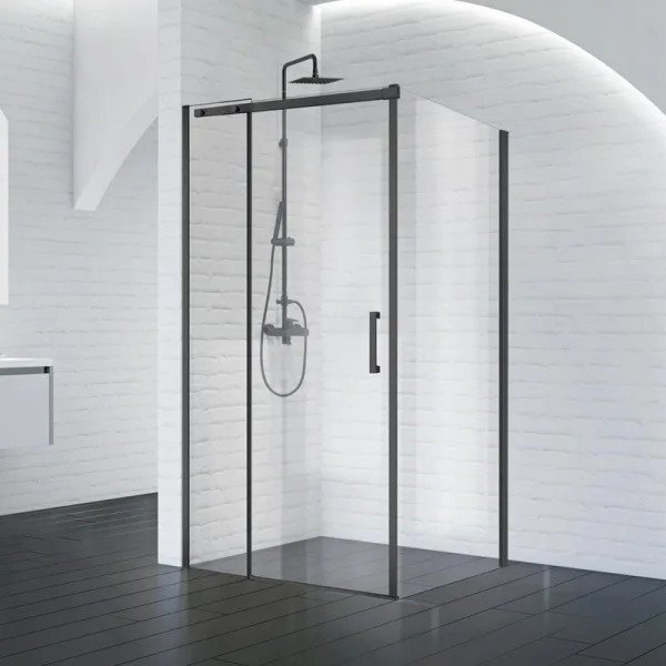 Душевой уголок BelBagno Acqua -AH-1-120/90-C-NERO профиль черный матовый Sancos — Оригинал