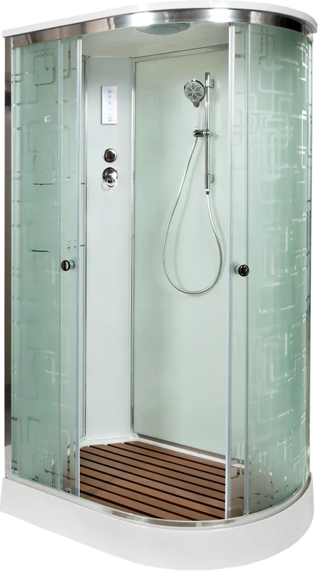 Душевая кабина DTO EM1512L 120х80, с электрикой, профиль хром, стекло матовое с узором Sancos — официальный сайт
