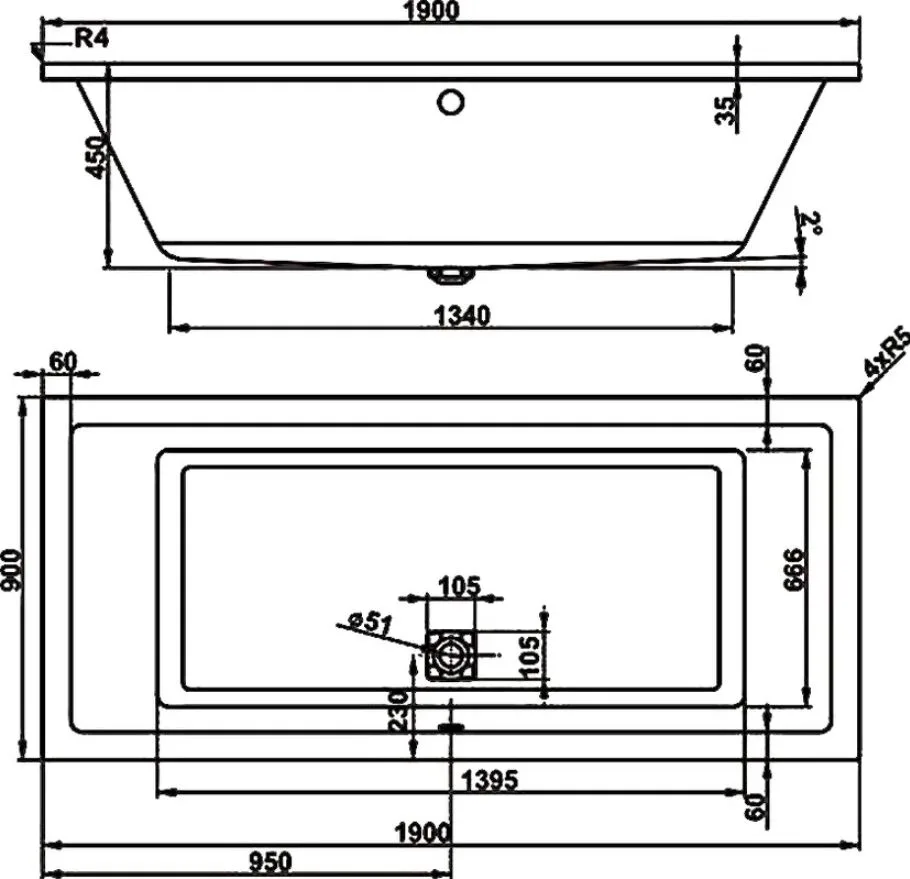 Акриловая ванна Vagnerplast Cavallo VPBA190CAV2X-04 без опоры 190x90 см, пристенная, ультрабелая Sancos — официальный сайт