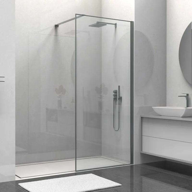 Душевая перегородка Walk-In VSW-1HS100CLGM, 1000*2000, вороненая сталь, стекло прозрачное Sancos — официальный сайт