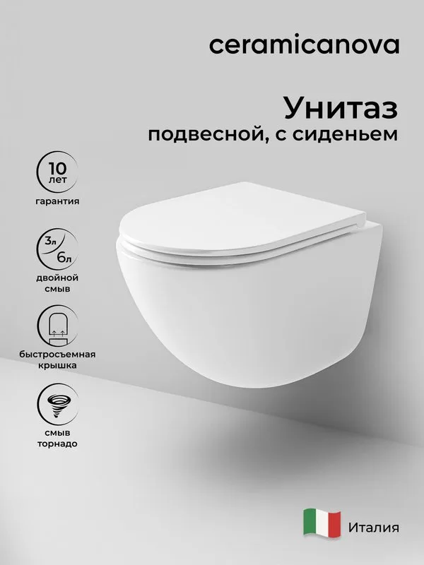 Унитаз подвесной Ceramicanova Vogue CN4008T Sancos — официальный сайт