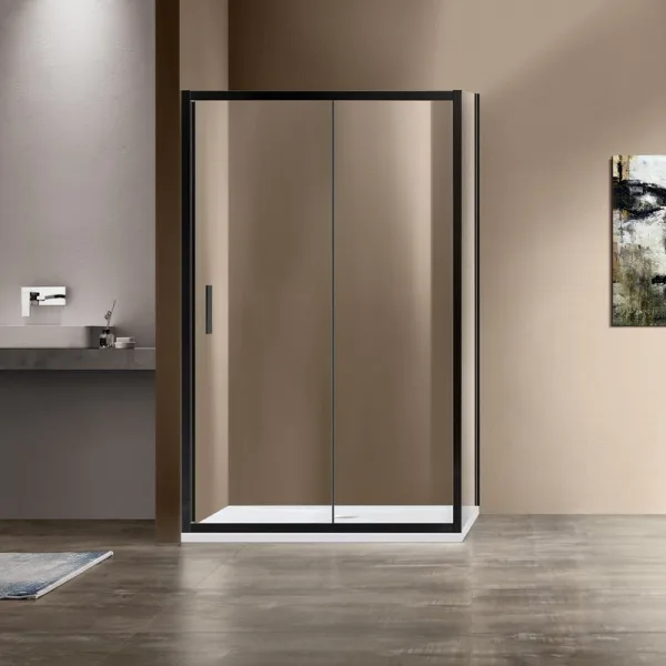 Душевой уголок Vincea Garda VSR-1G8013CLB 130x80 см, профиль чёрный, стекло прозрачное Sancos — Оригинал