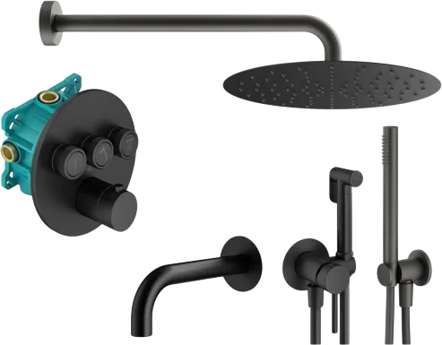 Комплект для ванной Plumberia Selection PSBOX KITZPSB03NO60 С ВНУТРЕННЕЙ ЧАСТЬЮ, черный матовый Sancos — Оригинал