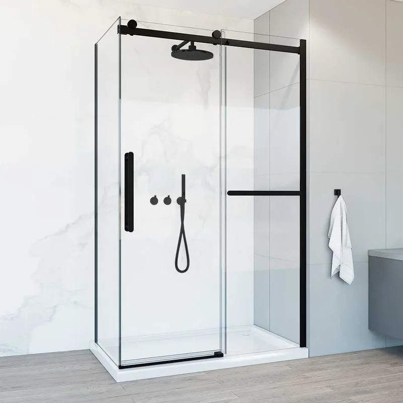 Душевой уголок Vincea Como Soft VSR-1CS1013CLB 130x100 см профиль черный, стекло прозрачное Sancos — официальный сайт
