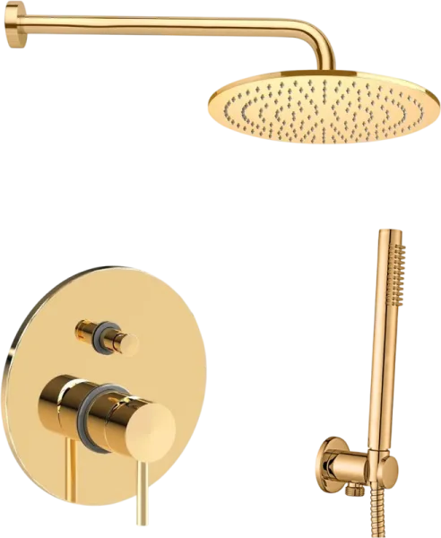 Душевой комплект Paffoni Light KITLIG015HG, С ВНУТРЕННЕЙ ЧАСТЬЮ, медовое золото Sancos — Оригинал