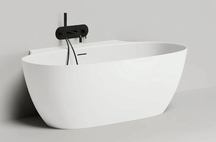 Ванна из искусственного камня Salini Alda Wall S-Sense 170x90 см, пристенная, белая, овальная, с дон Sancos — официальный сайт