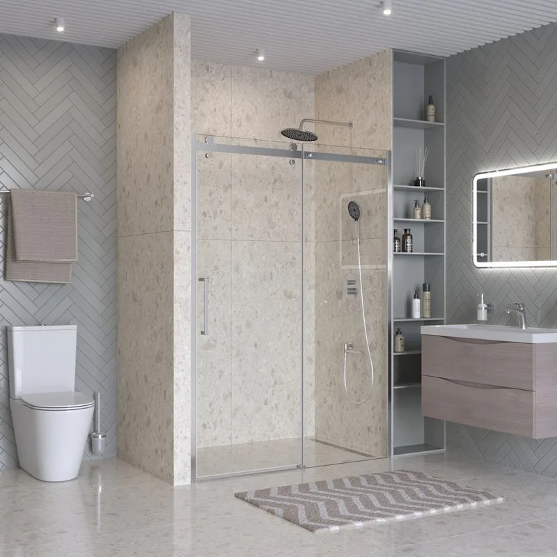 Душевая дверь в нишу BelBagno Marino 2 BF-1-140-C-CR профиль хром, стекло прозрачное Sancos — официальный сайт