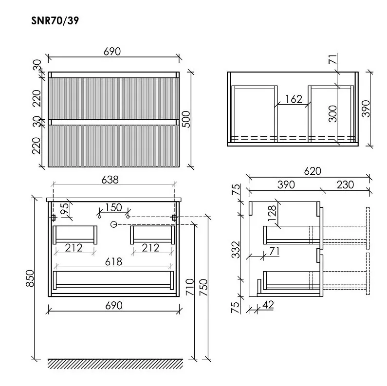 Тумба под раковину Sancos Snob R 70 подвесная Bianco (белый), SNR70/39W Sancos — официальный сайт