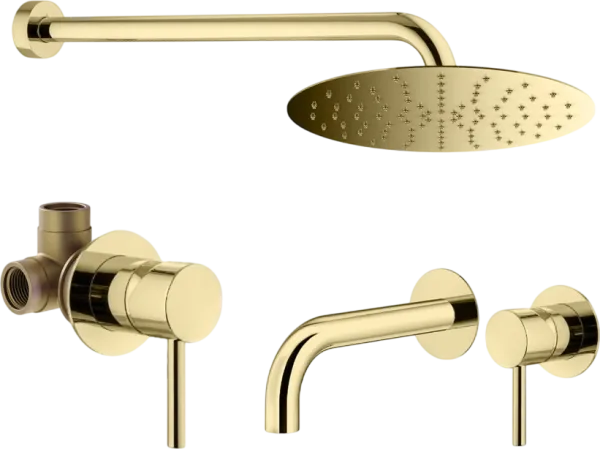 Комплект для ванной Plumberia Selection Ixo KITXO01OR210 С ВНУТРЕННЕЙ ЧАСТЬЮ, золото 24к Sancos — Оригинал