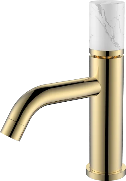 Смеситель для раковины Boheme Stick 121-G-MR-W золотой, мрамор белый Sancos — Оригинал