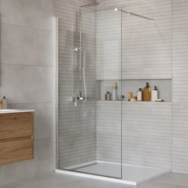 Душевая перегородка BelBagno Kraft 100 см, профиль хром, стекло прозрачное Sancos — Оригинал