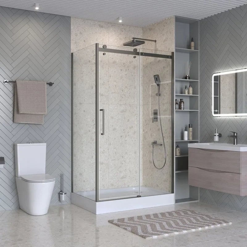 Душевой уголок BelBagno Marino 2 AH-1-130/80-C-GM 130x80, профиль оружейная сталь, стекло прозрачное Sancos — официальный сайт
