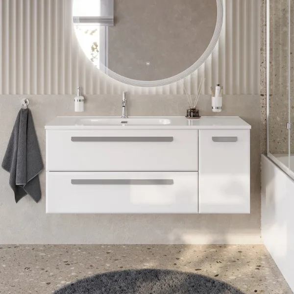 Тумба под раковину без столешницы Cezares Eco Cer-N 120 L 2 ящика, 1 дверца, bianco lucido, ручки се Sancos — Оригинал