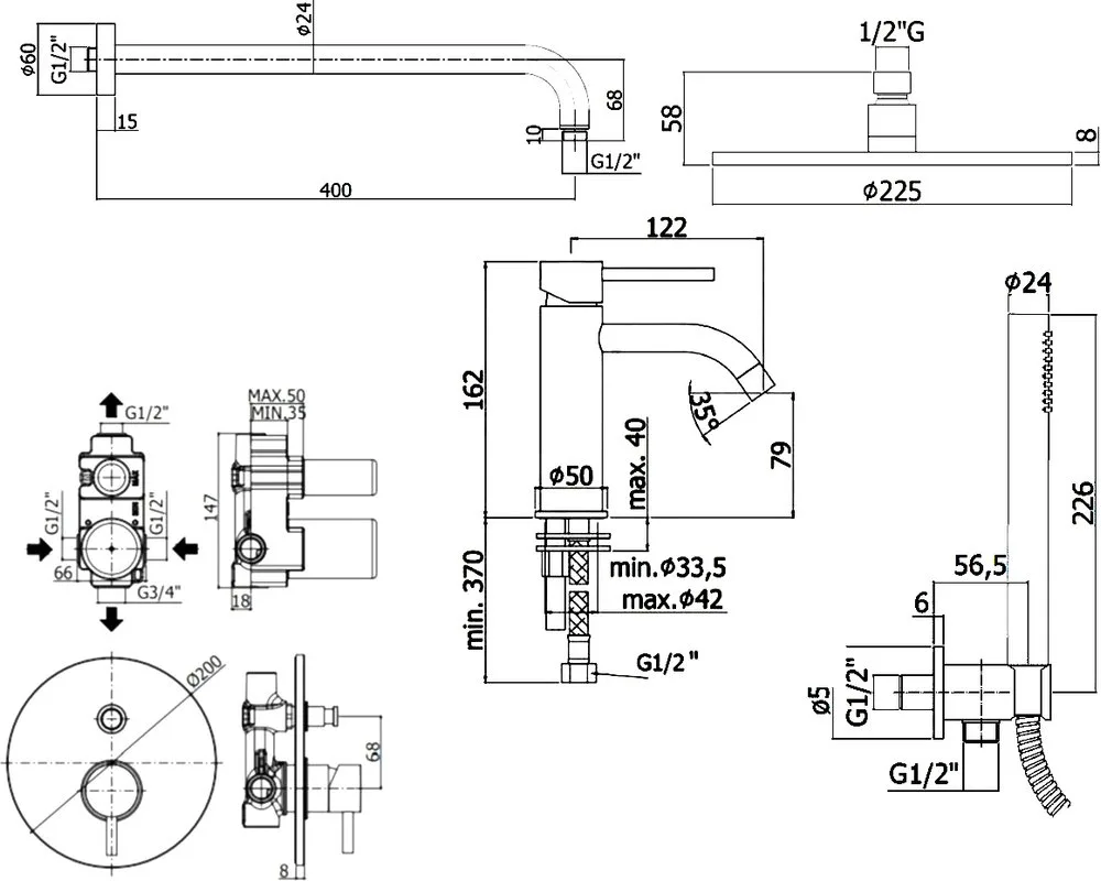 Комплект для ванной Paffoni Light KITLIG015NO071 С ВНУТРЕННЕЙ ЧАСТЬЮ, черный Sancos — официальный сайт