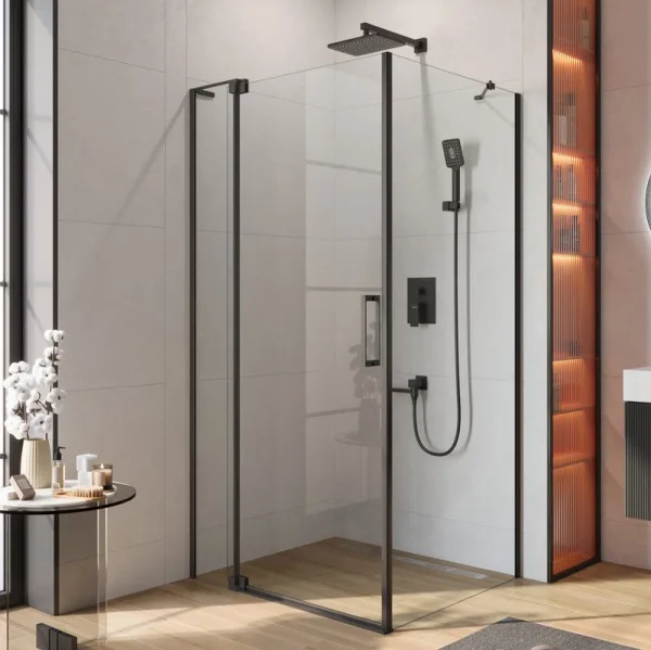 Душевой уголок Cezares Slider AH 1 90-90/100 C Nero профиль черный, стекло прозрачное Sancos — Оригинал