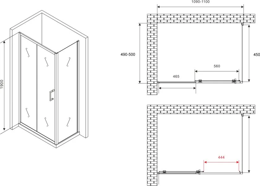 Душевой уголок Abber Schwarzer Diamant AG30110B5-S50B5 110x50, профиль черный, стекло прозрачное Sancos — официальный сайт