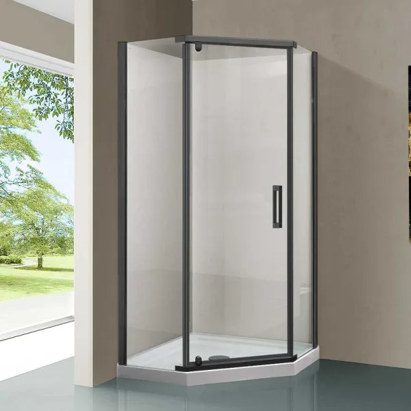 Душевой уголок Vincea Stresa VSP-1S100CLGM 100x100, профиль вороненая сталь, стекло прозрачное Sancos — Оригинал