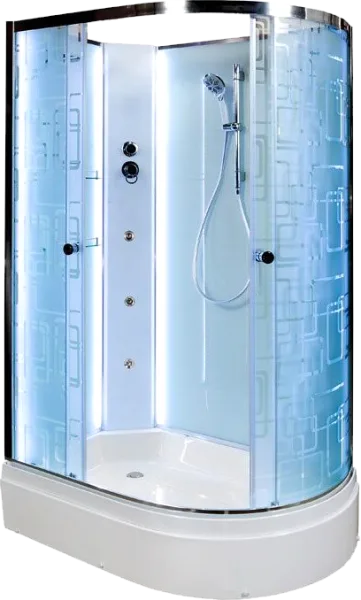 Душевая кабина DTO EM2712LN LED с гидромассажем (120х80х208), средний поддон (27 см), профиль хром,  Sancos — Оригинал