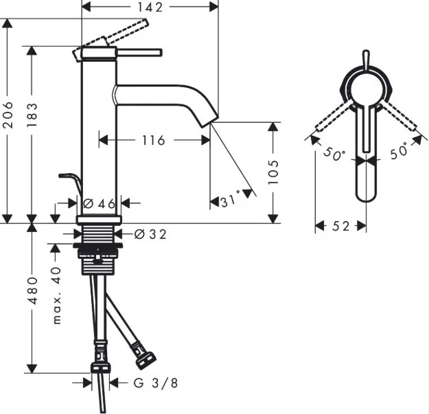 Смеситель для раковины Hansgrohe Tecturis S 110 73310000 хром Sancos — официальный сайт