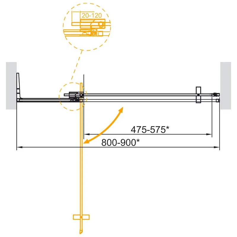 Душевая дверь в нишу Cezares Slider SLIDER-B-1-80/90-BR-BORO 90 см, профиль брашированное золото, ст Sancos — официальный сайт
