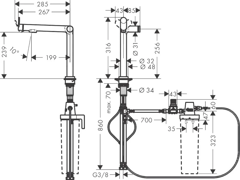 Смеситель для кухни Hansgrohe Aqittura M91 76804670 матовый черный Sancos — официальный сайт