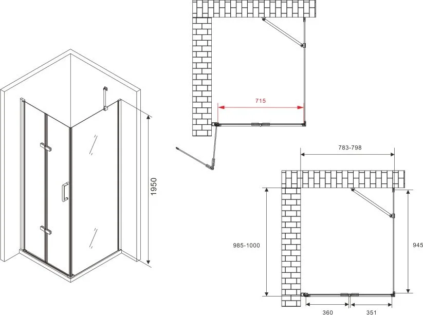 Душевой уголок Abber Zart AG08080P-S101 80х100, профиль хром, стекло прозрачное Sancos — официальный сайт