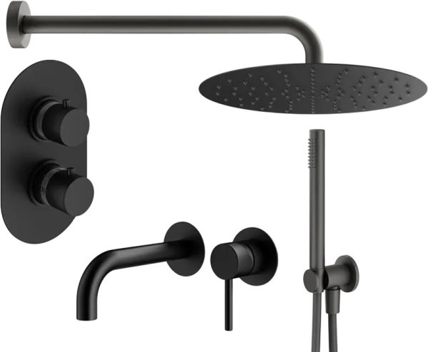 Комплект для ванной Plumberia Selection Ixo KITXOT18NO210 С ВНУТРЕННЕЙ ЧАСТЬЮ, черный матовый Sancos — Оригинал