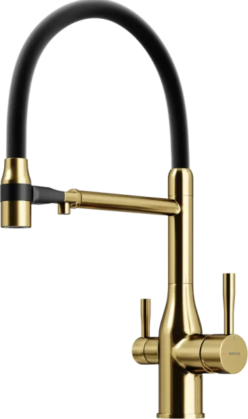 Смеситель для кухни Sancos Garda SC4009BG с гибким изливом, брашированное золото Sancos — Оригинал