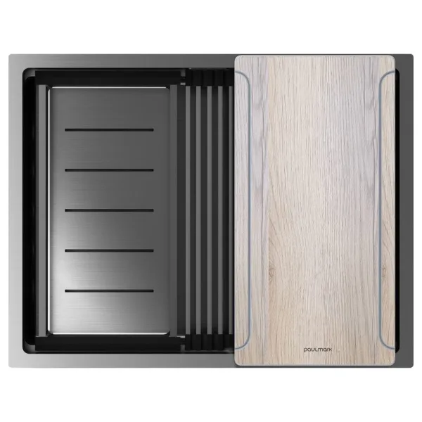 Мойка кухонная Paulmark Next-Multi Sink 58 UNI PM785845-GM вороненая сталь Sancos — Оригинал