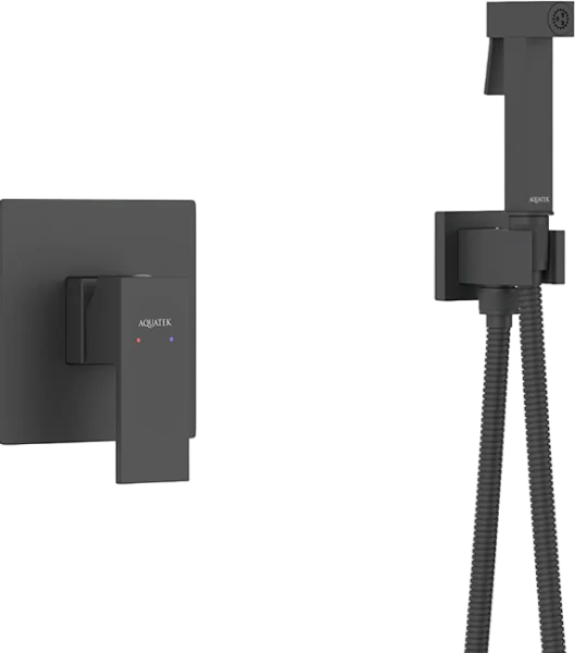 Гигиенический душ AQUATEK Либра AQ1619MB со смесителем, С ВНУТРЕННЕЙ ЧАСТЬЮ, матовый черный Sancos — Оригинал