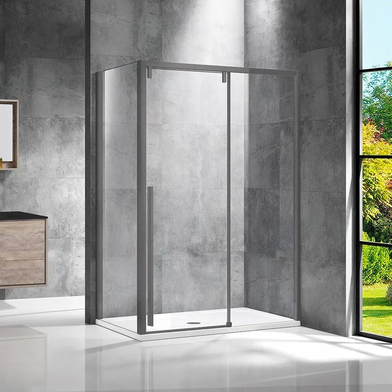Душевой уголок Vincea Lugano VSR-1L1013CLGM-1 130х100, профиль вороненая сталь, стекло прозрачное Sancos — официальный сайт