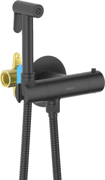 Гигиенический душ AQUATEK Оберон AQ1027MB со смесителем, С ВНУТРЕННЕЙ ЧАСТЬЮ, матовый черный Sancos — Оригинал