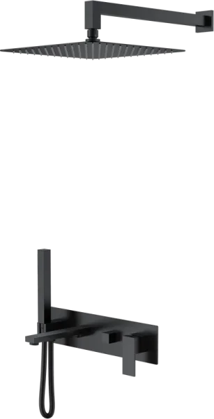 Душевой комплект Boheme Qubic 474-B, С ВНУТРЕННЕЙ ЧАСТЬЮ, matt black Sancos — Оригинал