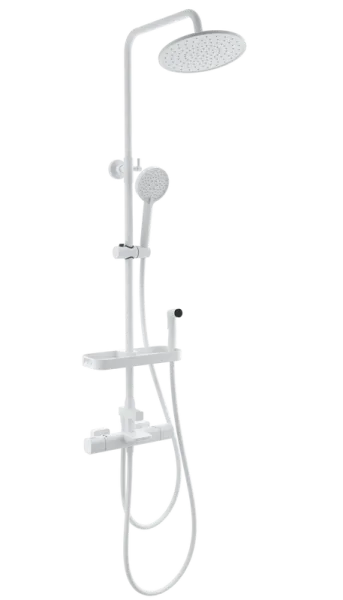 Душевая стойка Wonzon & Woghand Plate WW-C3017-A1-MW, с гигиеническим душем, матовая белая Sancos — Оригинал