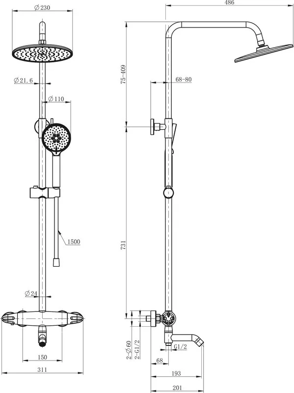 Душевая стойка Wonzon & Woghand CAPSULE WW-B3031-A-MW, матовая белая Sancos — официальный сайт