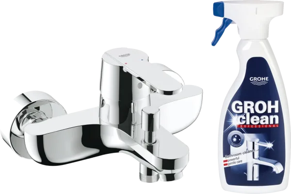 Смеситель для ванны с душем Grohe Get 32887000, + средство для металлических поверхностей Grohe Groh Sancos — Оригинал